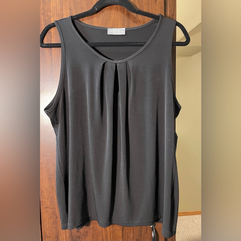 Black silky feel tank top for under blazers XL Petite